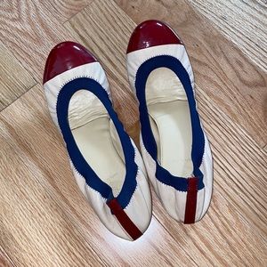 J. Crew leather ballet flats with patent leather toe. Sz. 10